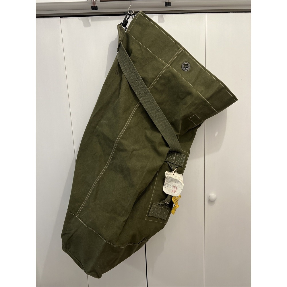 1953 Korean War Era Duffel Bag ~ Named USN Treasure Island ~ 1957 FLIGHT TAG!!